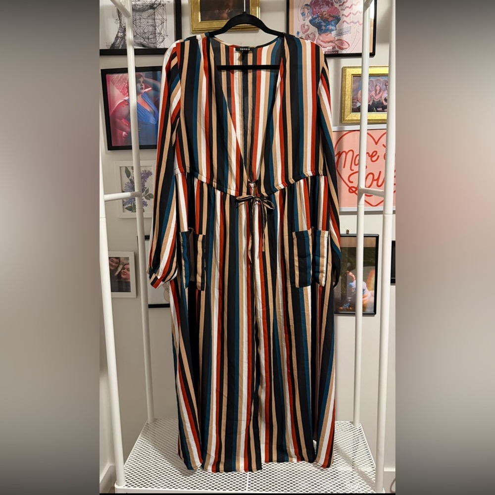 Torrid Multicoloured Stripe Open-Front Duster